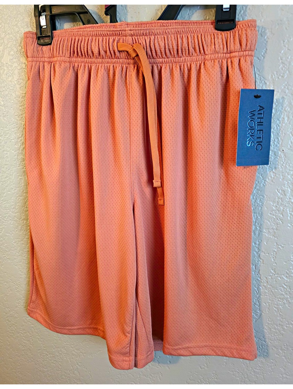 Athletic Works Men's Mesh Shorts Drawstring Orange S 28-30